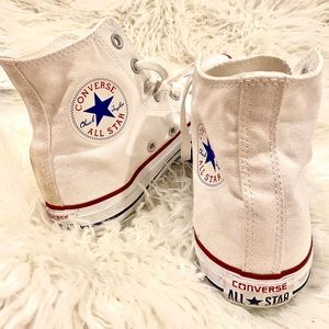 2 PAIRS of converse- white hi tops, white low tops